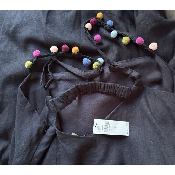 NWT Size L - Anthro Celandine Linen Blend Pom-Pom Mini Shift Dress (NWT US$ 88) - Picture 4 of 16